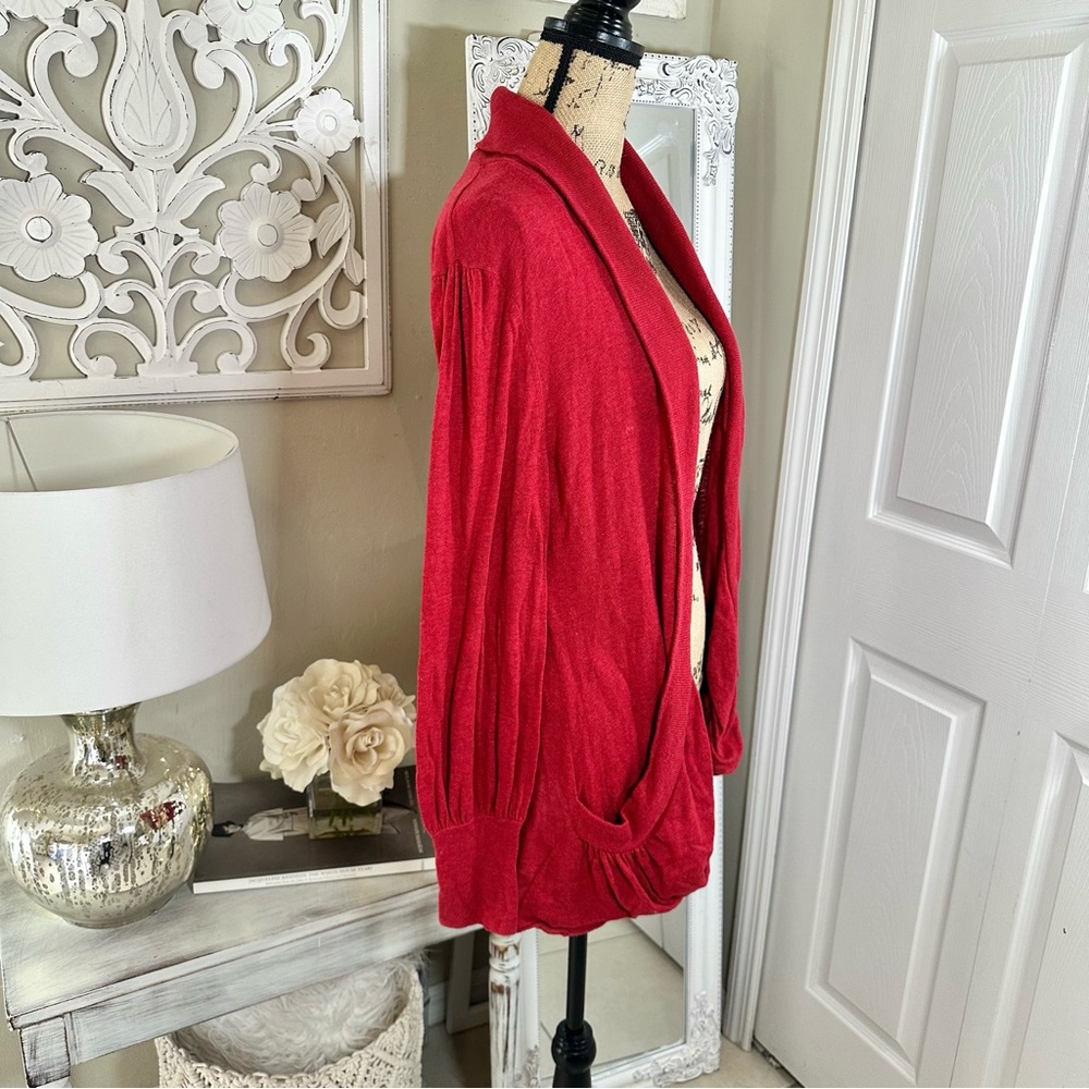 Anthropologie Sparrow Red Open Cardigan Sweater - image 2